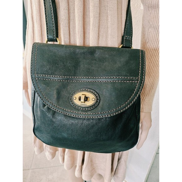 Fossil Handbags - Fossil Vintage Black Pebbled Leather Small Crossbody Bag